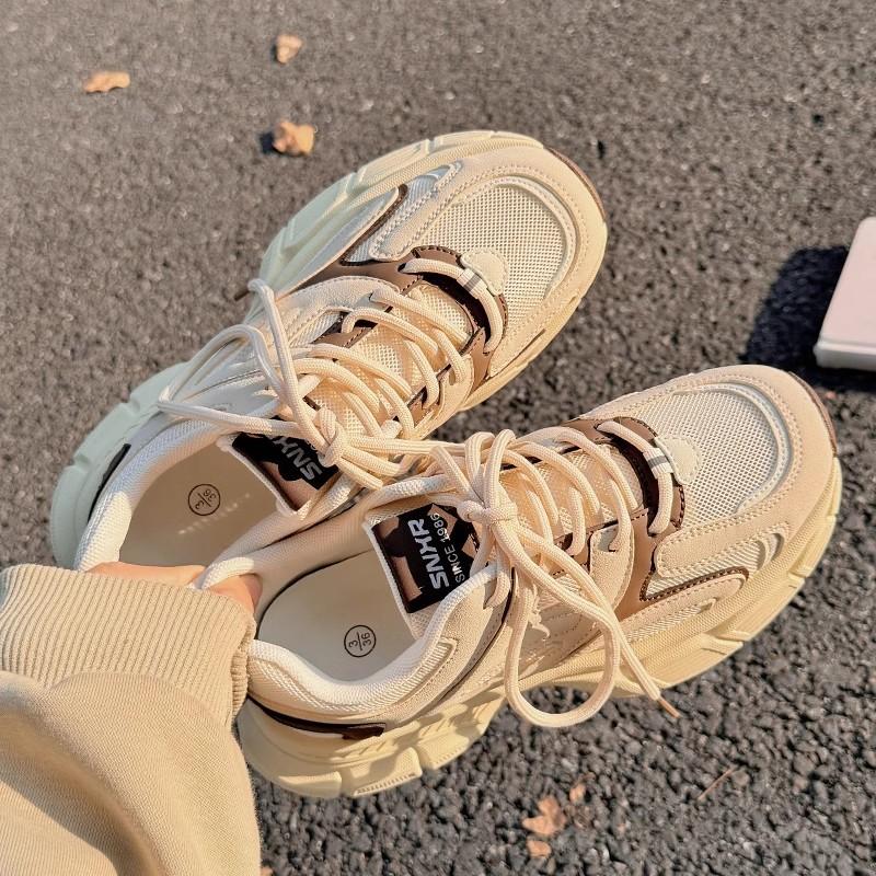 Daddy shoes women's 2025 new spring thick-soled heightening casual shoes muffin shoes little white shoes original design sense