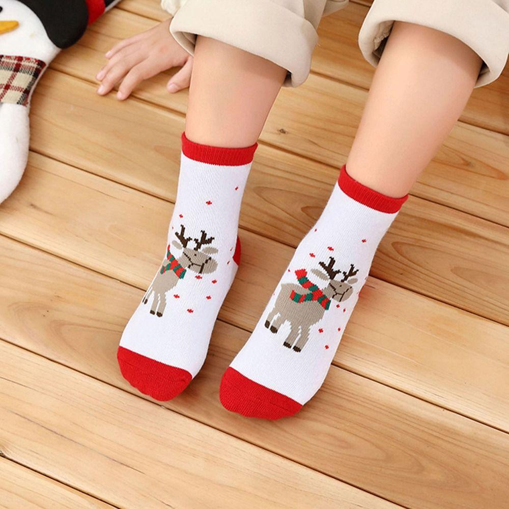 Santa Claus Children Christmas Socks Cotton Mid-Tube Socks Comfortable Cartoon Hosiery  Kid