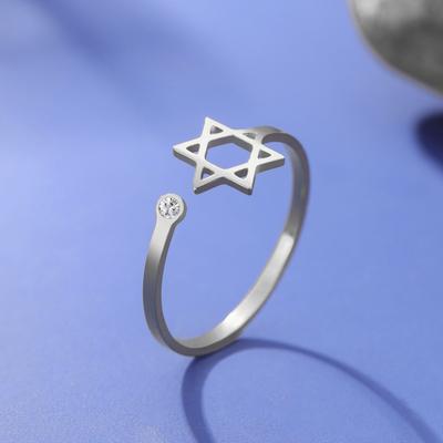 Anillo de circón con estrella de David de Skyrim para mujer, hexagrama sobrenatural, anillos de acero inoxidable, amuleto judío israelí, joyería de regalo