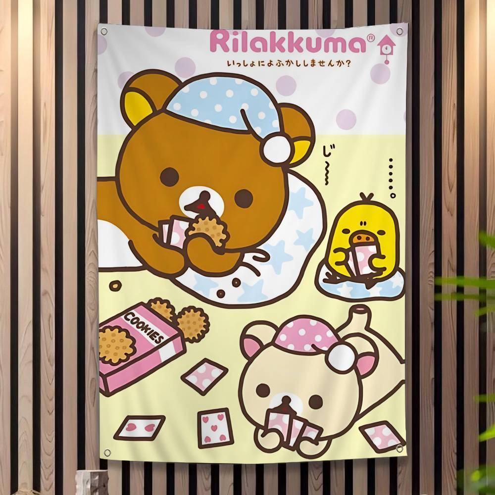

Cute Rilakkuma High End Quality Banner Printing Artistic Atmosphere Style Camping Flag 74x94cm(29x37in)