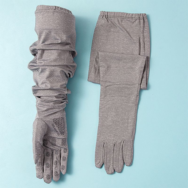 

and Summer Ice Silk Long Sun Protection Gloves Men s Thin Non Slip UV Protection Riding Driving Open Finger Touch Screen Women Sleeves Arm Guard Mask Comfortable Ice Silk Long smoke ash All yards