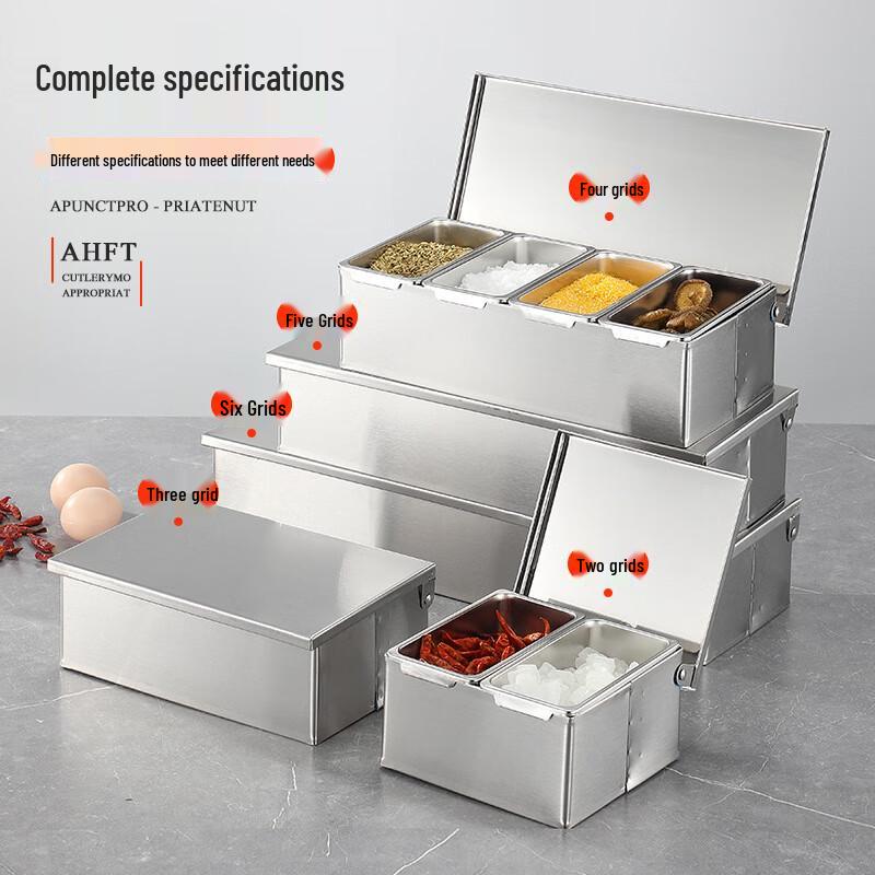 ZISIZ 304 Stainless Steel Flip-Top Seasoning Box