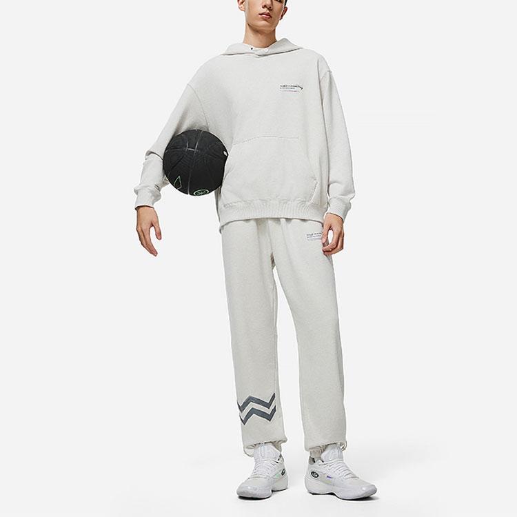 Li Ning Wade Series Mikina s kapucí a potiskem písmen Pánská mikina Květinová-Šedá Dlaždicová-Šedá AWDU013-5