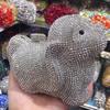 Dog-Shaped Ladies Crystal Evening Clutch Diamond Wedding Bag WHTUOHENG White/Silver/Gold Purse Crystal Mini Women Handbags