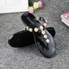 Stilvolle Damen Perlen Flache Strand Flip-Flops Hausschuhe Mit Anti-Rutsch Gemütliches Sandalen Design