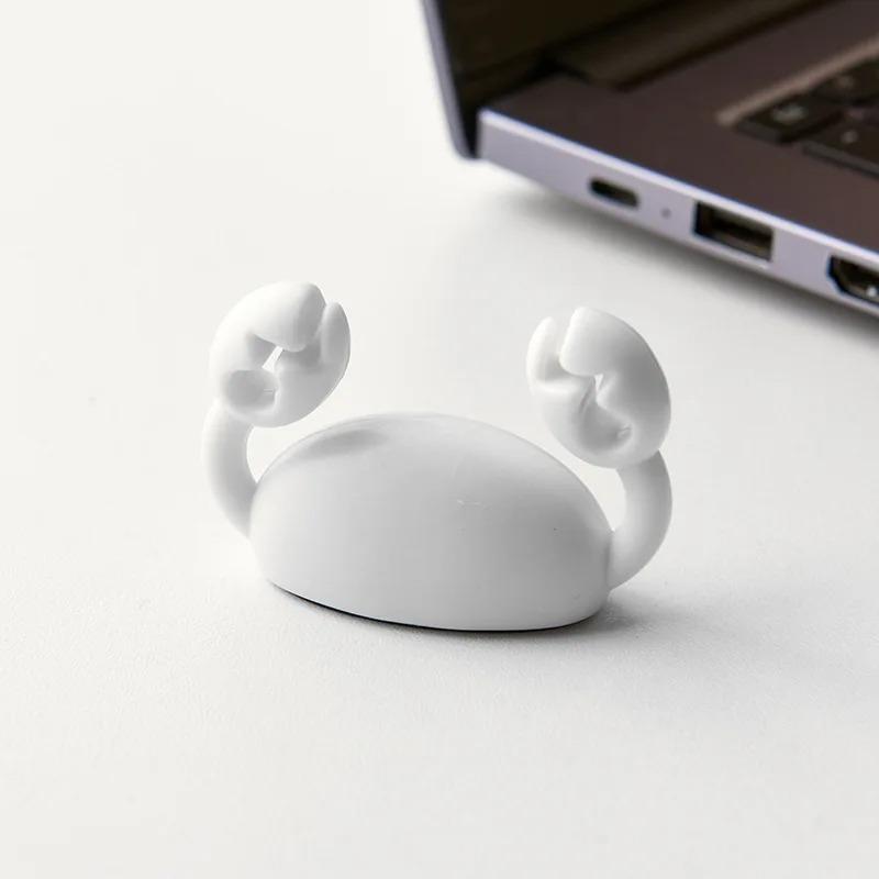 Cute Crab Cable Organizer Clip Data Cable Stand Mobile Phone Charging Cable Organizers Fixer Desk Self-Adhesive Wire Tidy Holder
