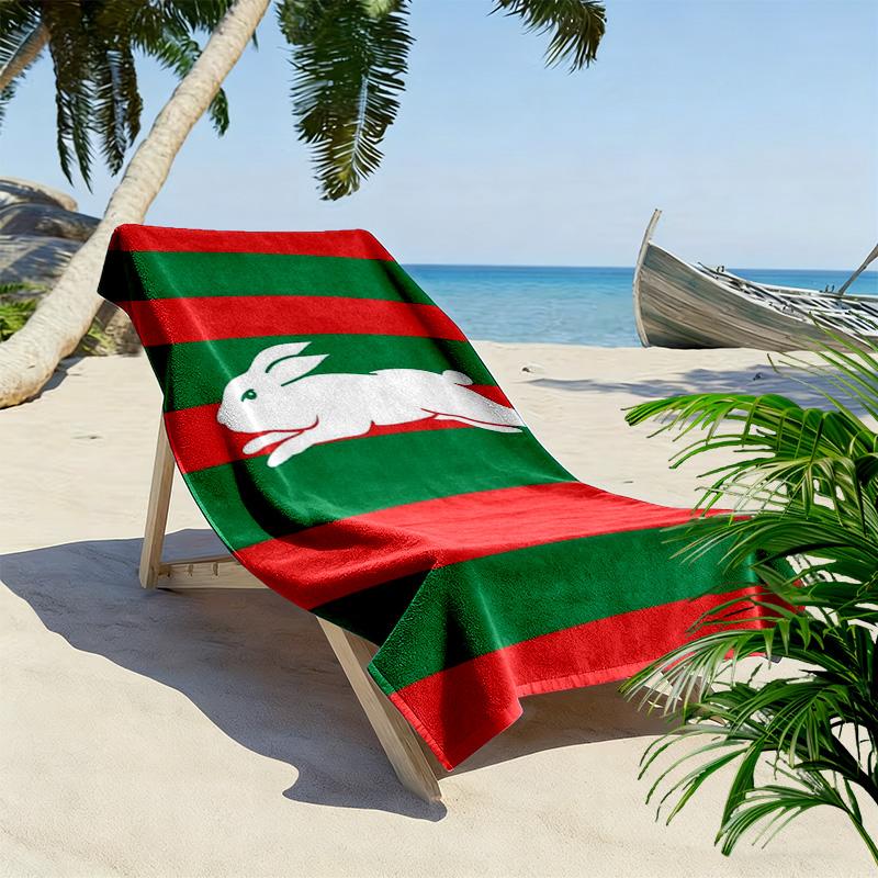Rabbitohs Print Beach Towel, Large Soft Quick Dry Towel for Beach Camping Swimming