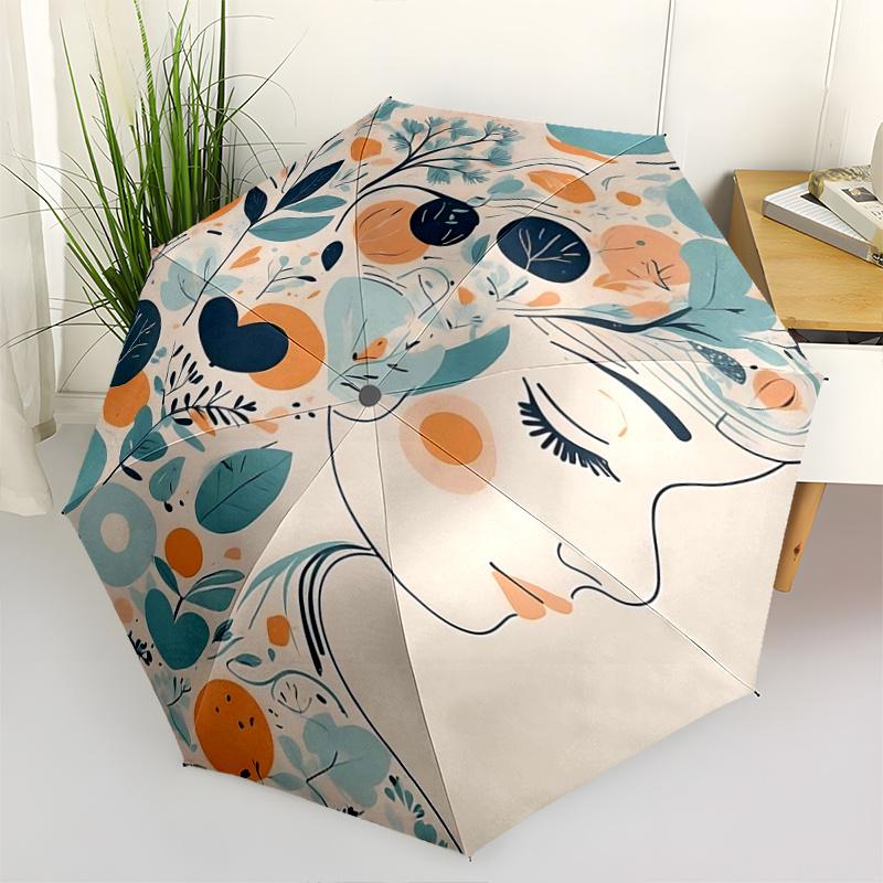 

1pc Floral and Botanical Patterns Automatic Open/CloseUmbrella-CuteUmbrella with Cute Design, Portable 3-Fold Compact Umbrella for Men & Women, Valent