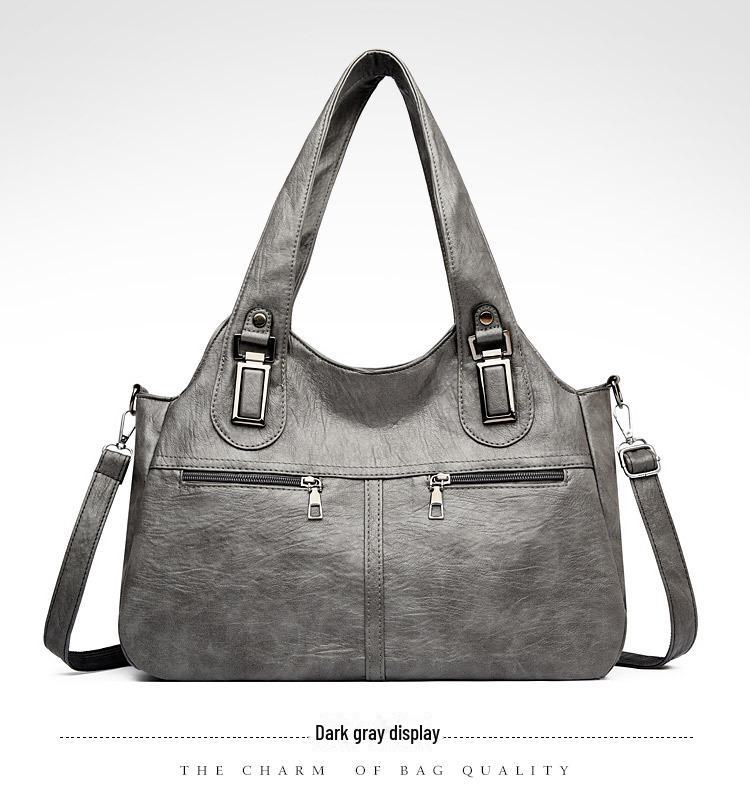 

Женские сумки через плечо в стиле ретро большой вместимости — модные и универсальные, подходят для европейского и американского стилей. темно-серого