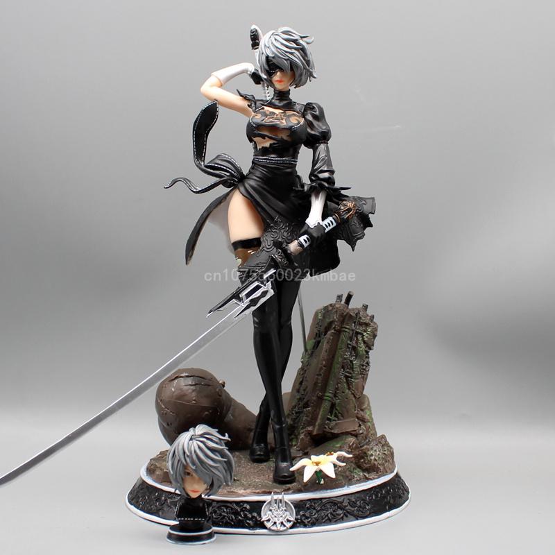

Nier Automata Figures Yorha No.2 Figure 33cm Pvc 2b Statue 2 Heads Action Figurine Collection Cars Ornament Girls Gk Gifts With Box