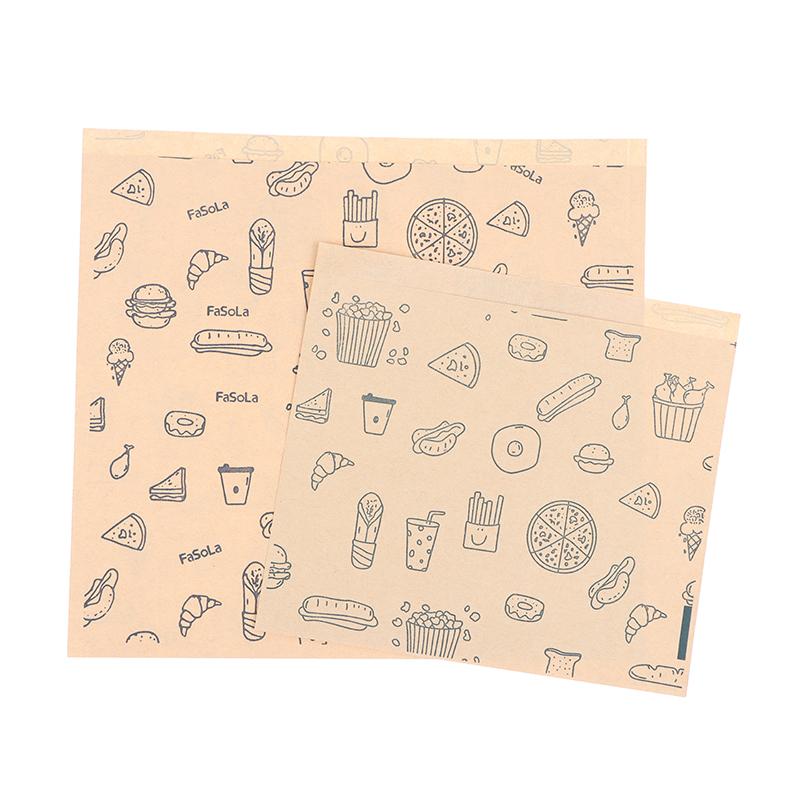 50Pcs Greaseproof Paper Bag, Kraft Paper Bag Food Wrapping Bag Disposable Packaging Baking Paper Plate Mat Kitchen Accessories