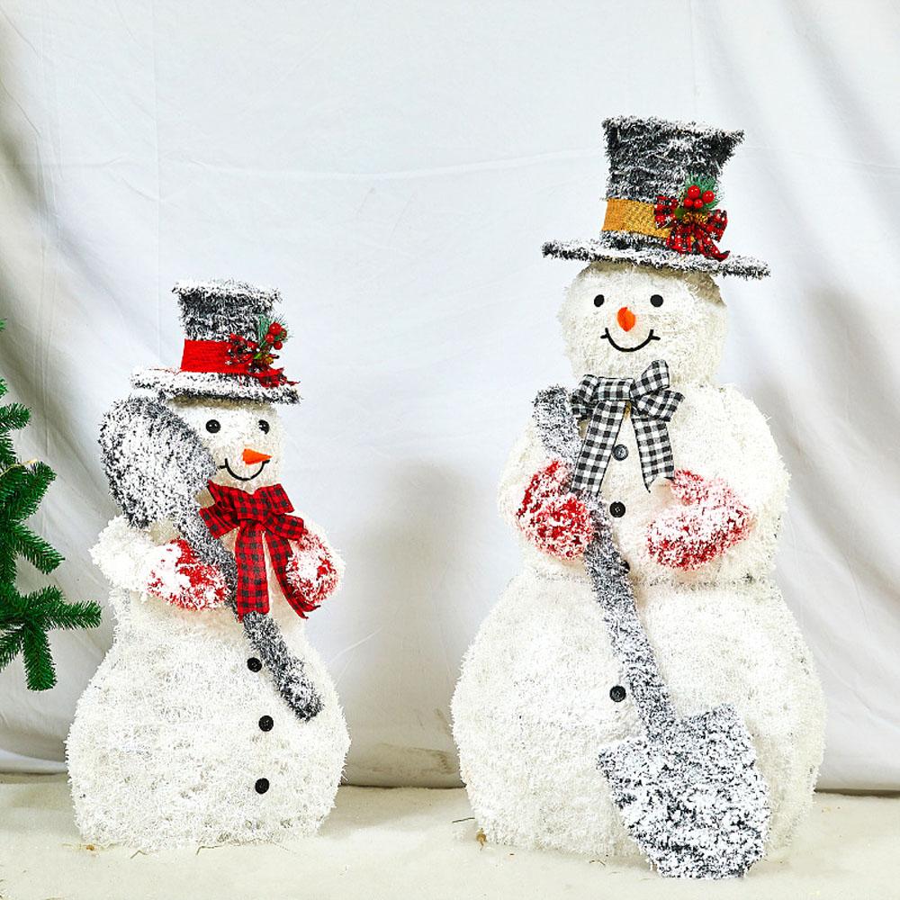 Lighted Snowman for Christmas Decoration,Flocked Snowman Decor with LED Lights, Glittered Standing Holiday Display for Outdoor