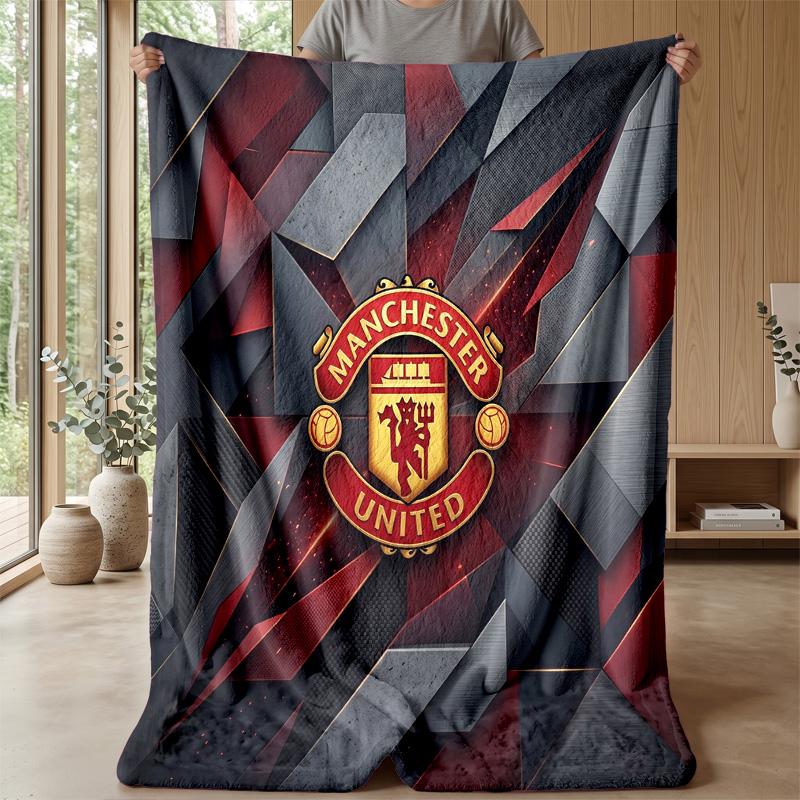 Manchester United Theme Blanket Soft Flannel Blanket Plush Throw Blanket Cozy Sofa Bed Blanket for Home Decor