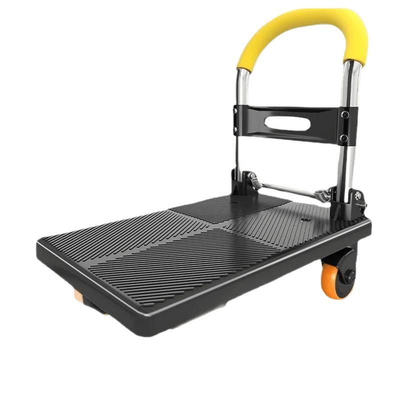 Compact Folding Silent Trolley: 4-Wheel Cart for Cargo, Household Moving, and Handling.