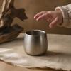 Industrial Style Drinking Cups Stainless Steel Cup/Bowl, Matte Metal Container, Smooth Arc Tableware for Kitchen Shatterproof Non-slip Base