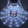 Shiny Luminous Led Skirt White Long Light Up Skirt Festival Party Belly Dancing Skirt Adult