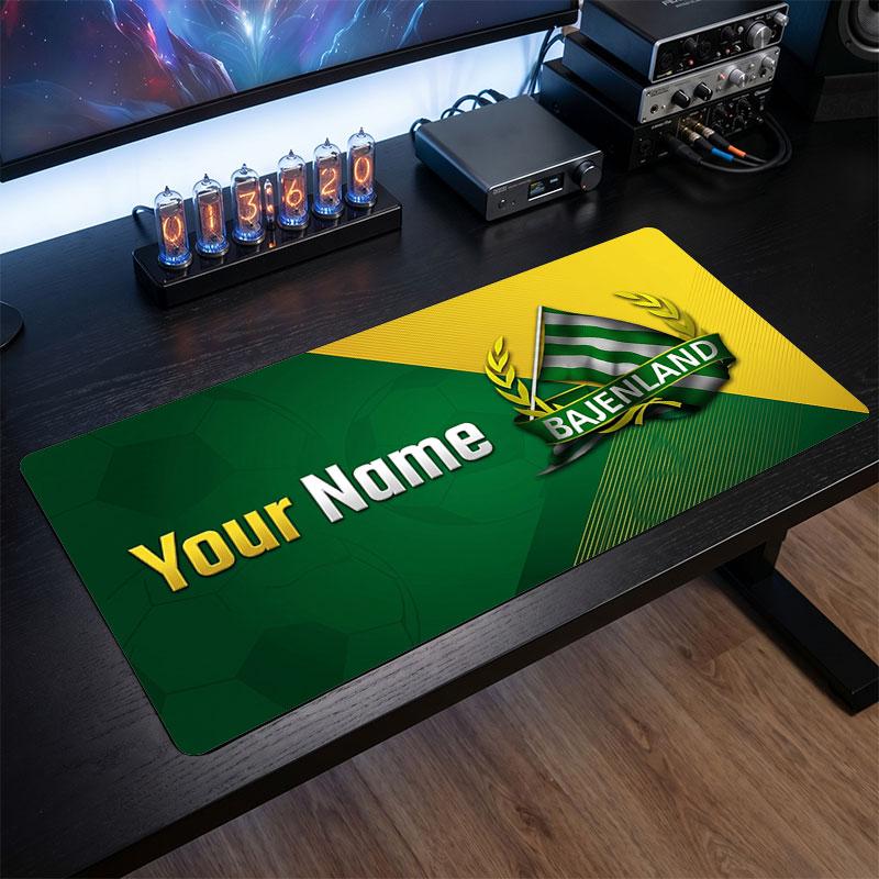 Hammarby Custom Large Mouse Pad, Personalized Name Text Print, Football Logo Non‑Slip Desk Mat Gaming Gift