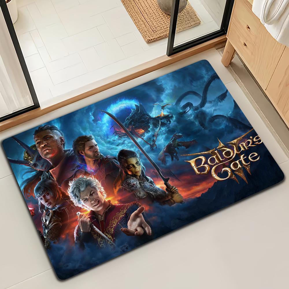 Game BG3-B-Baldur S Gate 3 Door Mat Bath Microfiber Decorative Versatile Flannel Floor Mat Quick Dry Absorbent Non-slip Sole