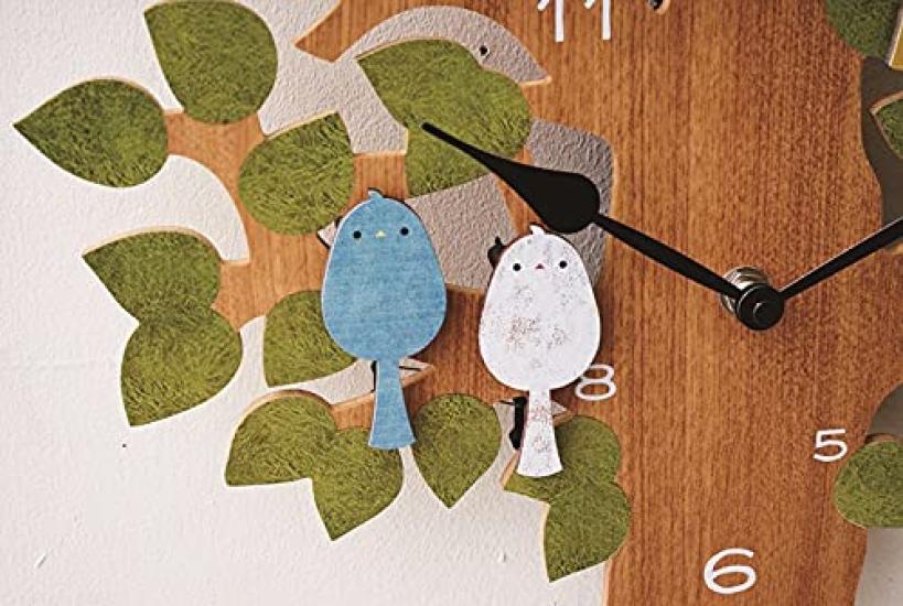 Interform Wall Clock Pendulum Clock Tururu CL-9891GN Small Bird Wood Pendulum Step Movement