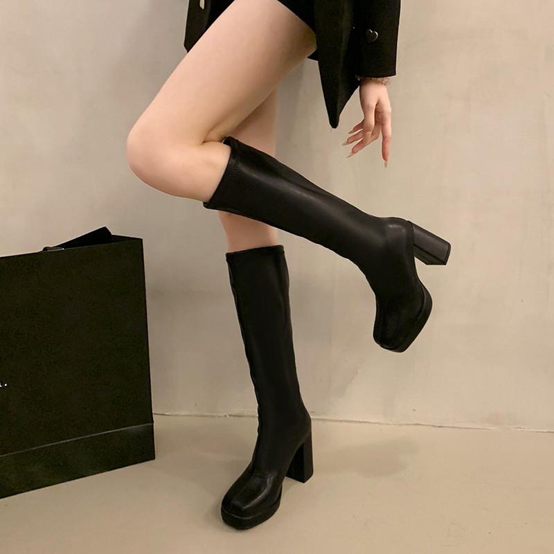 Platform High Heel Women Modern Boots Fashion Knee High Booties Concise Long Botas De Mujer