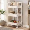 YOUQIN 3-Tier White Kitchen Storage Rolling Cart