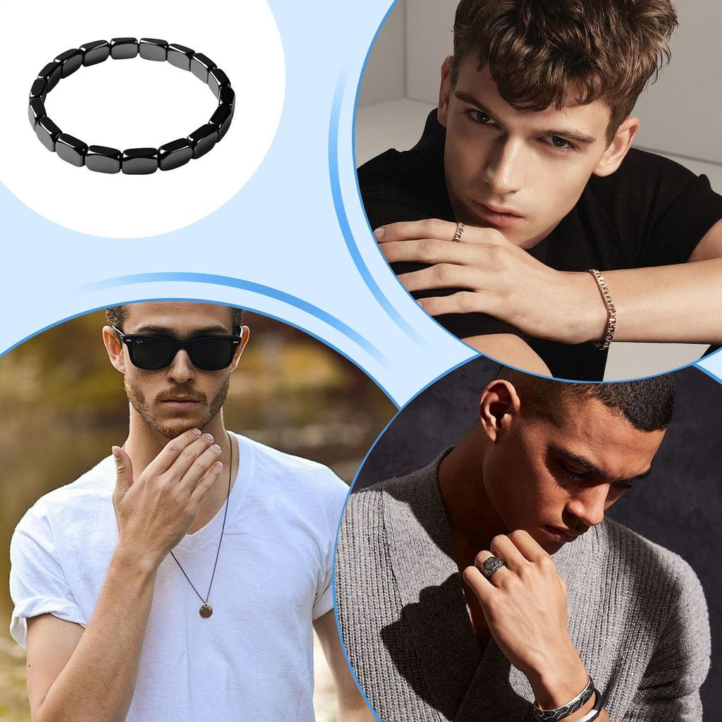 Hematite Bracelet Masculine Bracelet with Natural Hematite Masculine Jewellery Wrist Decor Everyday Wear for Father Husband