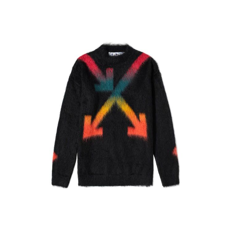 

Off-White Свитер круглой вязки Fuzzy Arrows черный мужской уличная одежда OMHA036E20KNI0021087