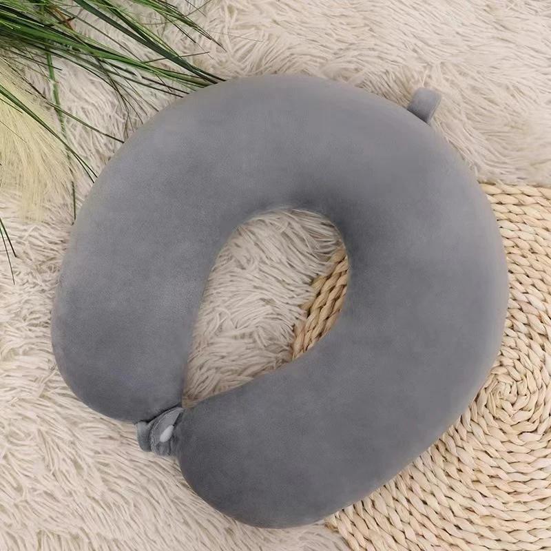 1pc Travel Pillow Neck Pillow Airplane Pillow Traveling Car Home Office Travel Neck Flight Pillow Snap Strap Soft Cover