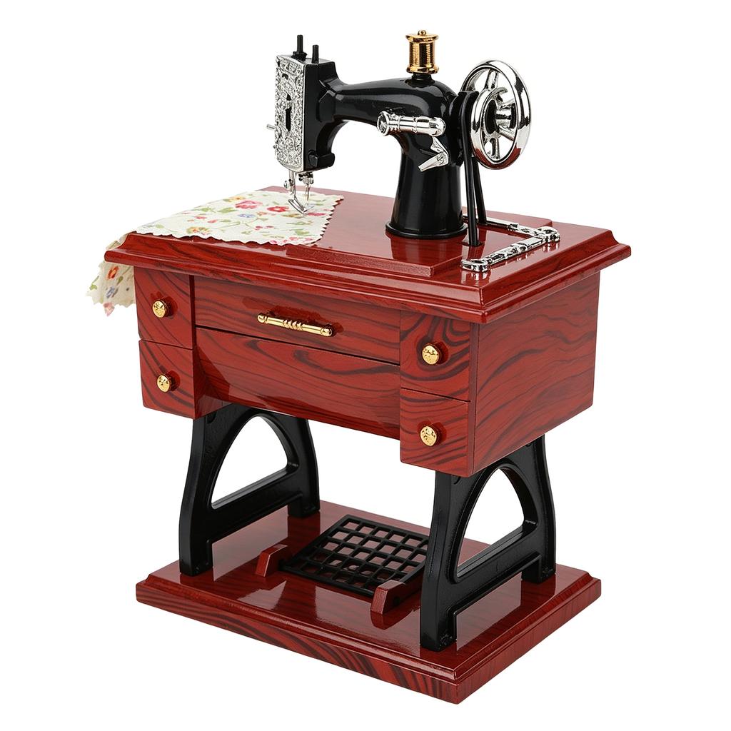 Mini Sewing Machine Music Box Wind Up Vintage Musical Toy for Tabletop Decoration Holiday Gift 1010 Mini Sewing Machine