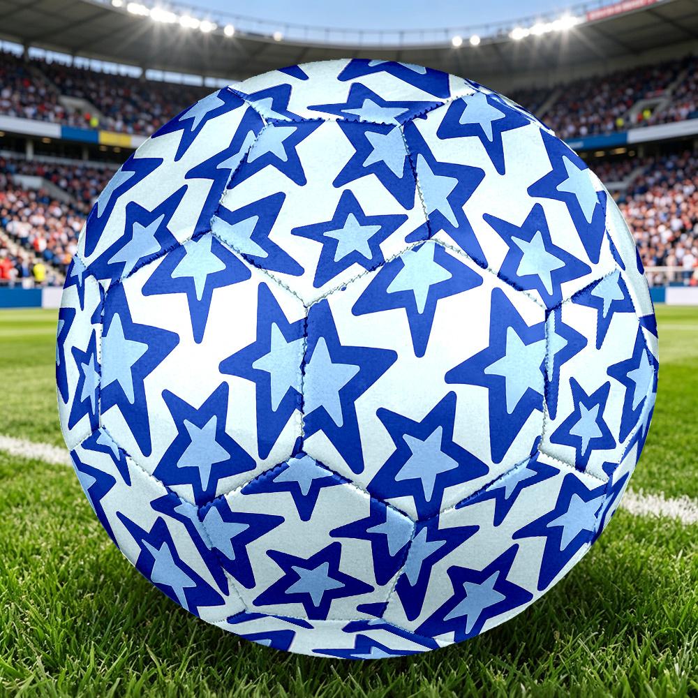 1PC Blue Stars Soccer Ball Size 5 Football Machine Sewn Indoor/Outdoor Universal Football A68