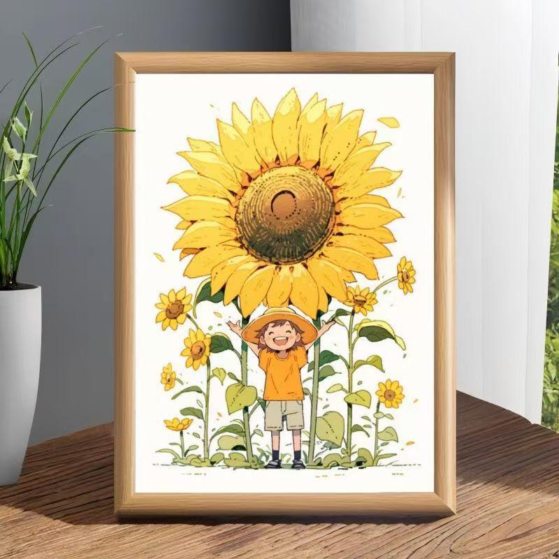 Sunflower Photo Frame: Sun-Seeking Tabletop Decor for Living Room or Office
