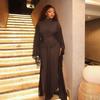 European & American Women's Backless Long Sleeve Pullover Dress with Mesh Shawl - Slimming Two-Piece Set