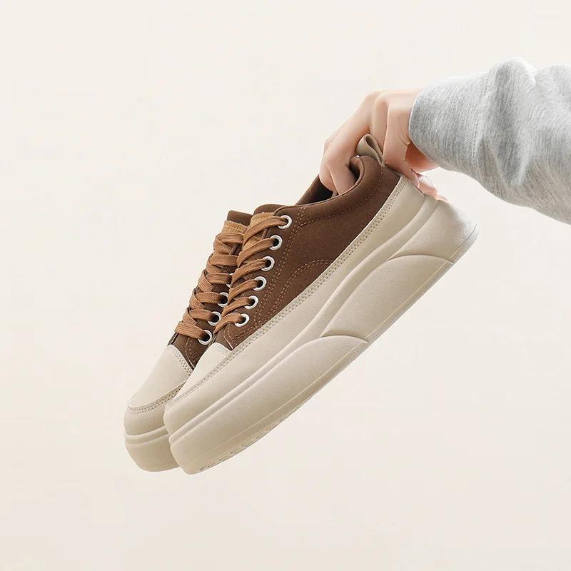 Women's Leopard Print Sneakers Spring New Thick Soled Sports Shoes Female Students Casual Board Shoes Fashion Lace Up Sneakers