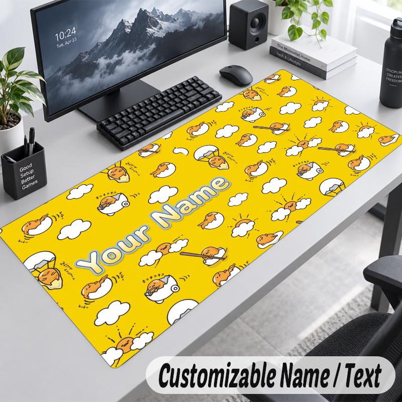 Gudetama Personalized Large Mouse Pad Custom Name Text Extended Desk Mat Gaming Mousepad
