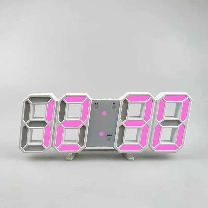 3D Dijital Alarm Saati Duvar LED Saat Masa Alarm Saati Sıcaklıklı Ev Mutfak Ofis için