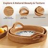 Set of 3 Round Rattan Tray Set with Mother of Pearl Inlay, Wicker Tray, Storage and Display of Coffee Bread Food Fruit, Table Decor, Home Decor
