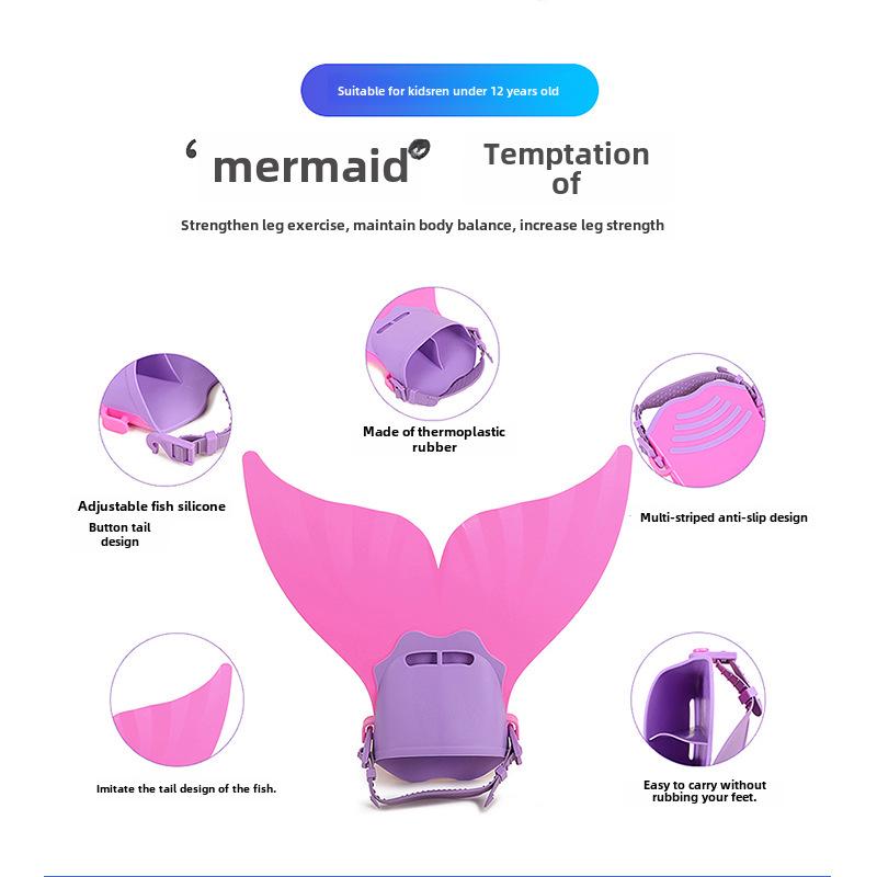 Mermaid & Whale Tail One-Piece Children's Swim Fins for Training