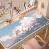 Extra Large Cute Cat Cartoon Mouse Pad with Stitched Edges - Aesthetic Desk Mat for Girls