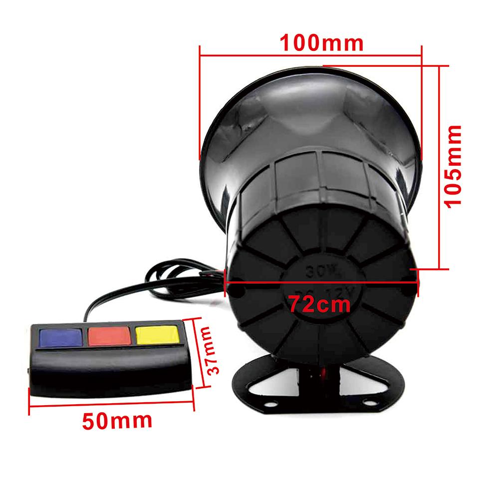 12V Car Motocycle 3 Tone Sound Loud Car Warning Alarm Speaker Siren Air Horn Loudspeaker Car Electric Horn 12V 20W Universal