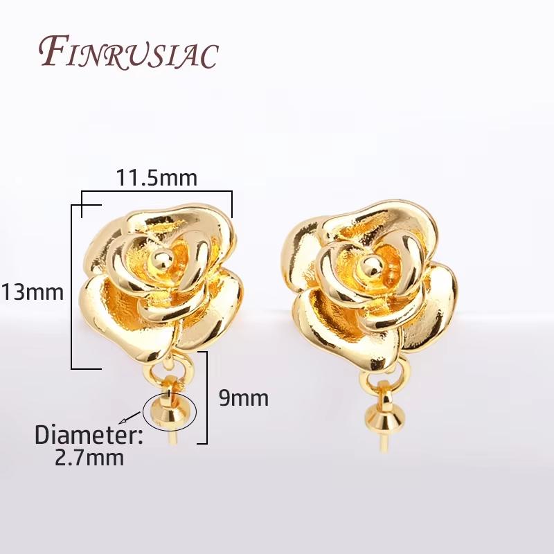 Orecchini a Perno Placcati Oro 18K Reale Basi per Perni con Supporto per Ciondolo a Perla Accessori per la Creazione di Orecchini Fai da Te