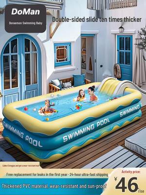 Thickened Inflatable Swimming Pool with Slide for Kids, Adults & Family - Large, Outdoor, Foldable
