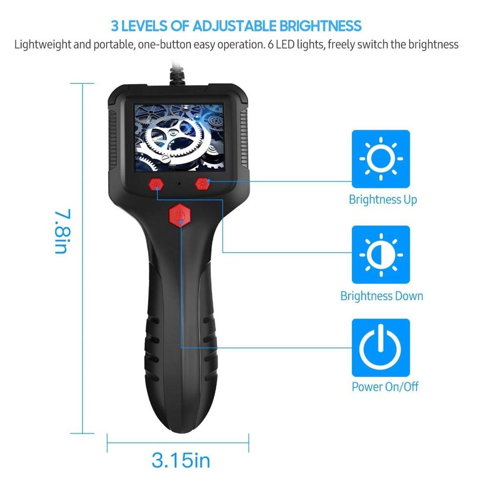 Professional Industrial HD Endoscope with 2.4Inch LCD Screen 8mm Borescope Inspection Camera Endoscope for Cars Endoscopio