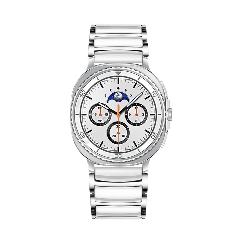

ONECeramic+Metal Ремешок для Samsung Galaxy Watch 8 Classic 46 мм/Ultra 2025 47 мм Модный браслет для Galaxy Watch 8 40 мм 44 мм BandMN Galaxy Watch 8 40mm серебро белый