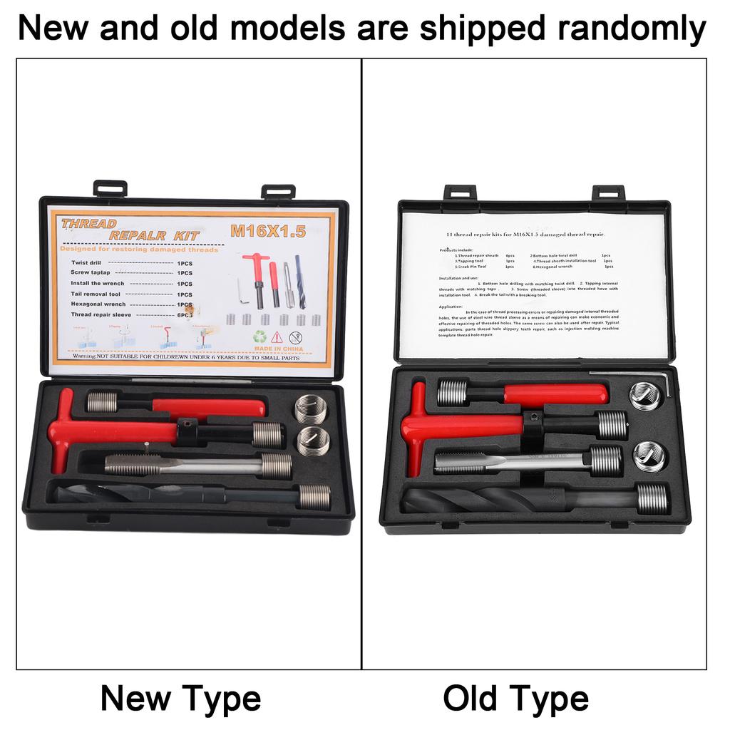 11Pcs Twisted Drill Thread Repair Kit Stainless Steel Twisted Drill Wrench Tap Insertion Tool M16x1.5