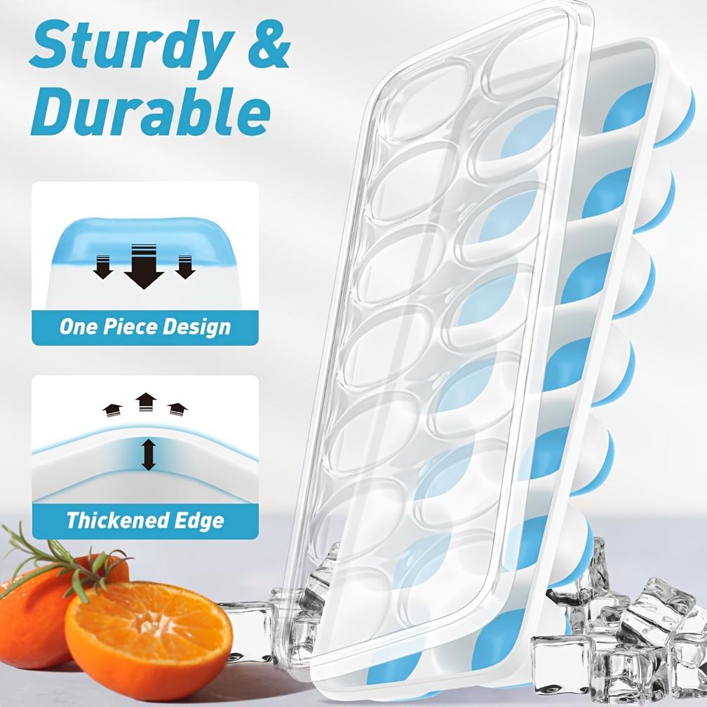 4 Stapelbare Silikon-Eiswürfelbehälter mit Deckeln BPA-frei, Set mit 14 Eiswürfelformen mit einfacher Entnahme, auslaufsicher, perfekt für Cocktails, gefrierfachgeeignet