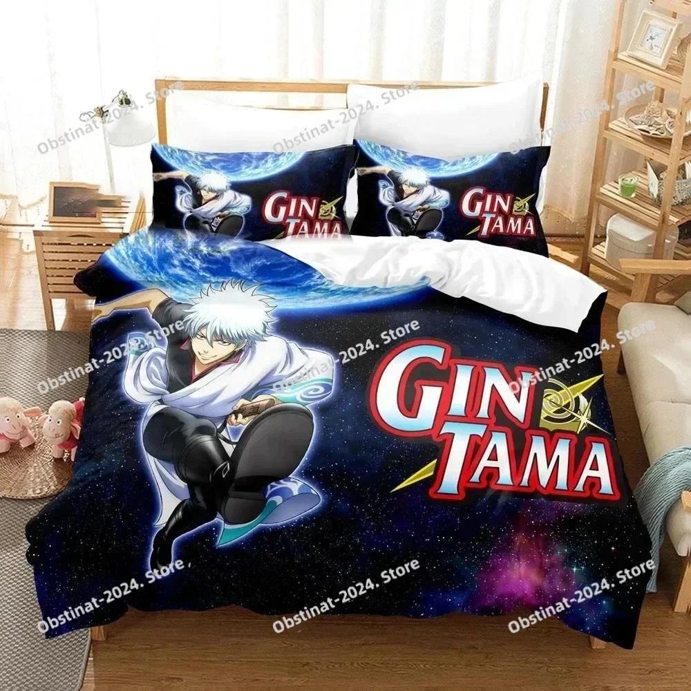 3D Gintama Bedding Set Anime Gintoki Sakata Printed Single Comforter Quilt Duvet Cover Pillow Case 3 Pieces Sets Kids Adult Size
