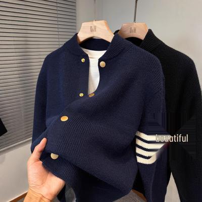 2025 Herren Verdickter Koreanischer Stil Baseballkragen Strick Cardigan - Herbst/Winter Trendige Lässige Oberbekleidung