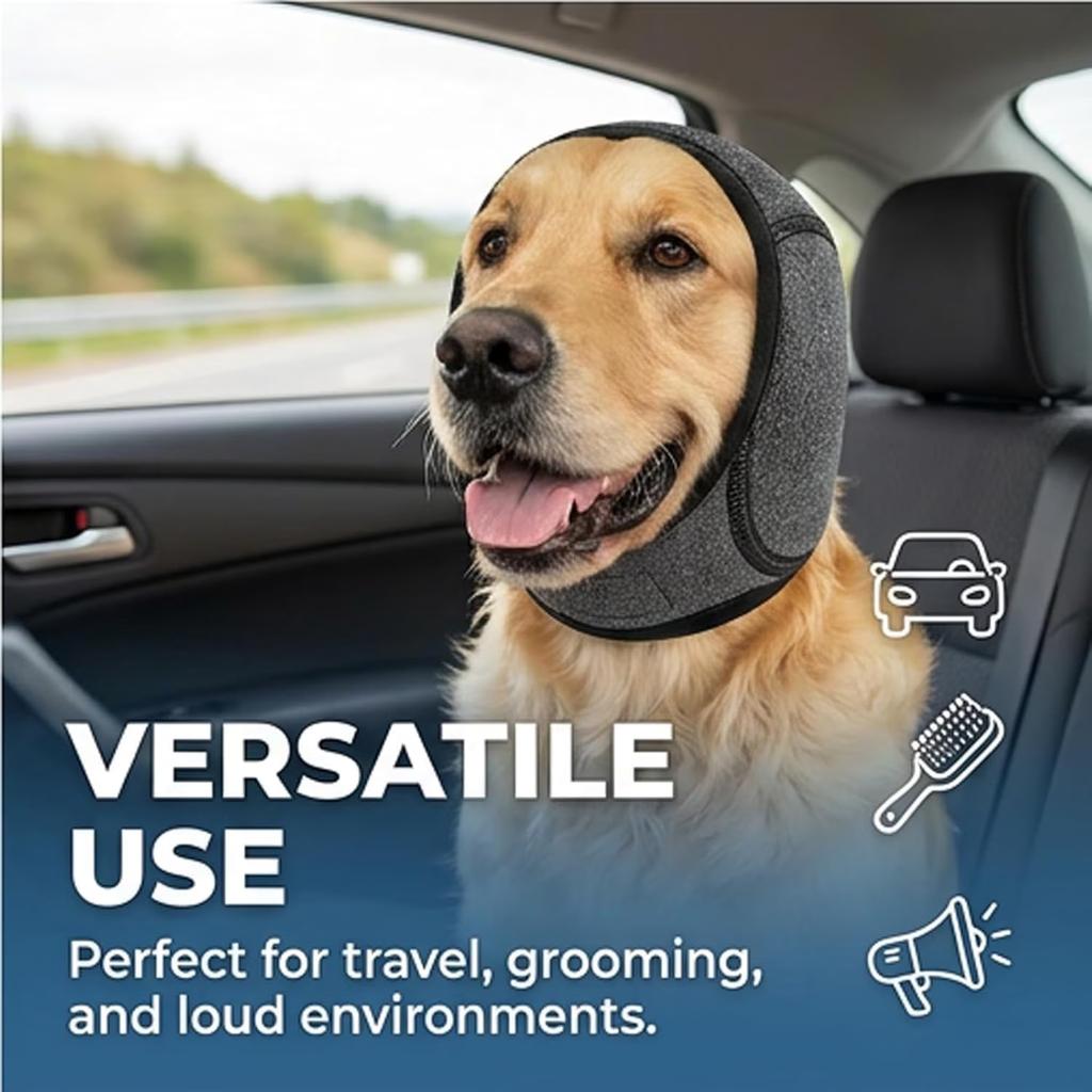 Dog Ear Hood for Swimming and Bathing - Adjustable Ear Cover Protector for Dogs