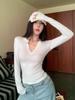 Women's Stylish Half-Open Collar Long-Sleeve Slim-Fit Base Layer T-Shirt - Short, Chic, and Perfect for Autumn/Winter