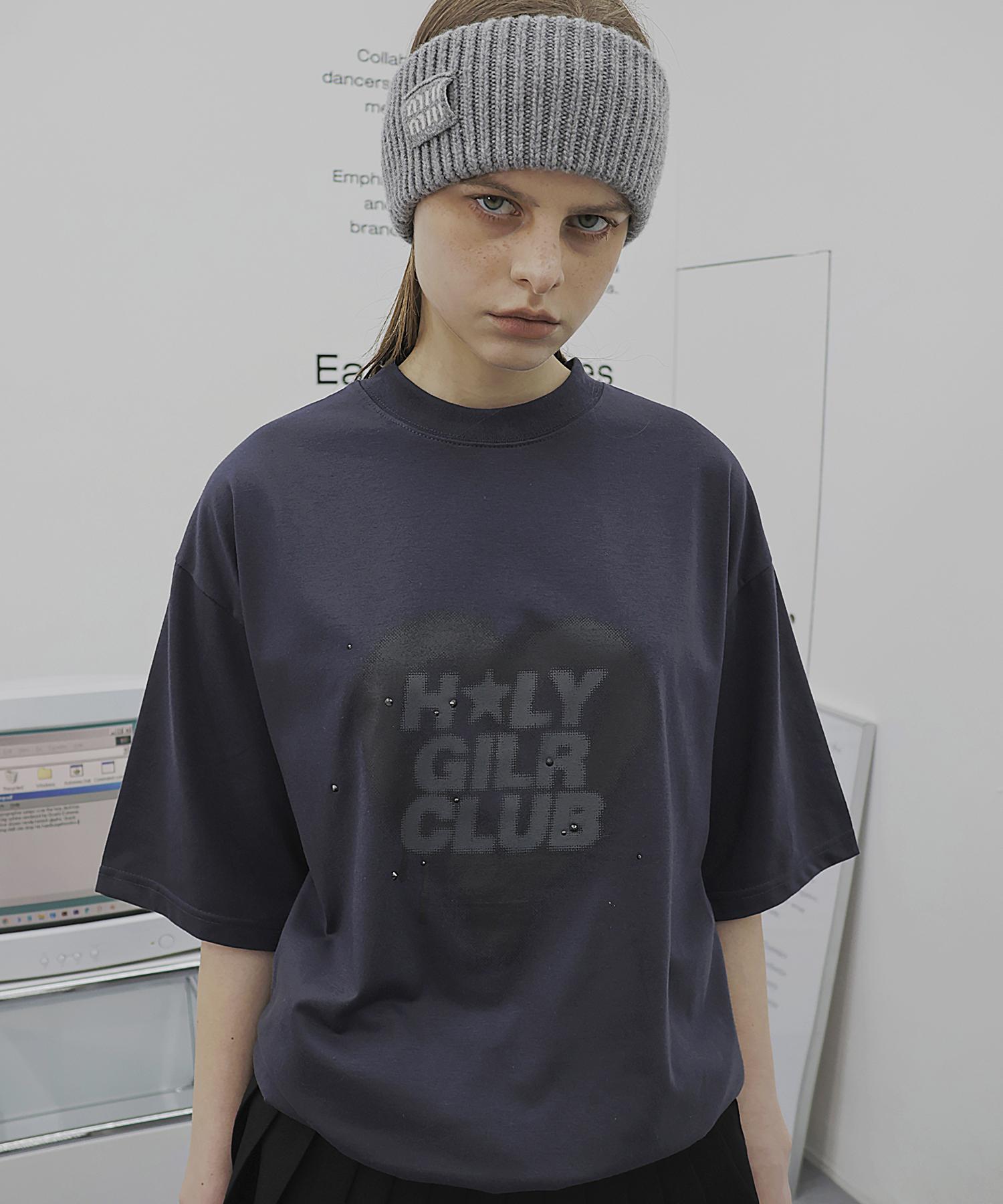 Holy Number Seven Oversized Hip Hop Dance Studio Heart Graphic Short Sleeve T-Shirt_Charcoal Charcoal/Free